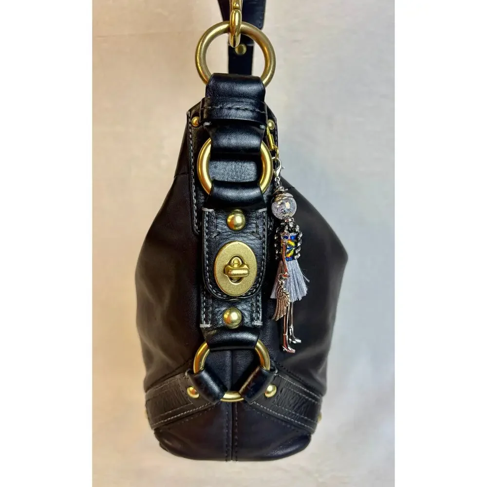 Coach Y2K Black Leather Carly Hobo